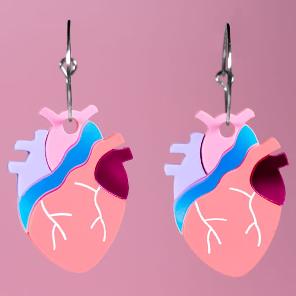 Pendientes acrílicos con forma de corazón anatómico Neoplanet