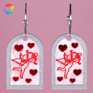Pendientes para San Valentín de cupido Neoplanet con marco dorado o plateado