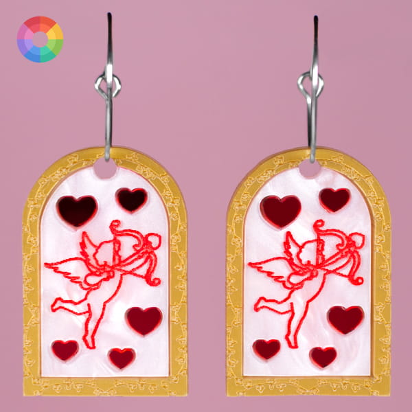 Pendientes para San Valentín de cupido Neoplanet con marco dorado o plateado