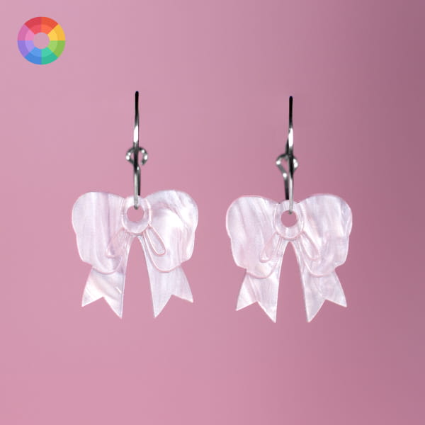 Pendientes acrílicos San Valentín mini lazos rojo y rosa Neoplanet