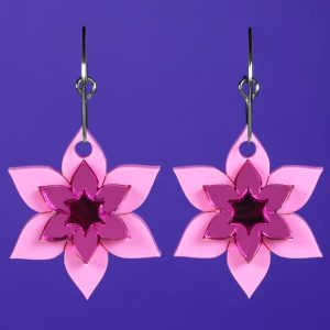 Pendientes acrílicos de flor clematis rosa Neoplanet