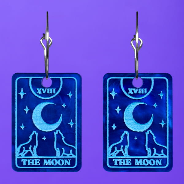 Pendientes cartas Tarot The Moon, en acrílico nacarado y pintados a mano Neoplanet