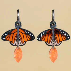 Pendientes Mariposa Monarca de acrílico con colores inspirados en el otoño