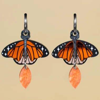 Pendientes Mariposa Monarca de acrílico con colores inspirados en el otoño Pendientes Mariposa Monarca de acrílico con colores inspirados en el otoño