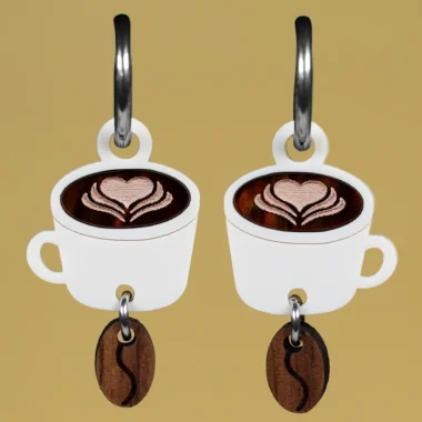 Pendientes taza de café con diseño de taza de café, accesorios originales de otoño Pendientes taza de café con diseño de taza de café, accesorios originales de otoño